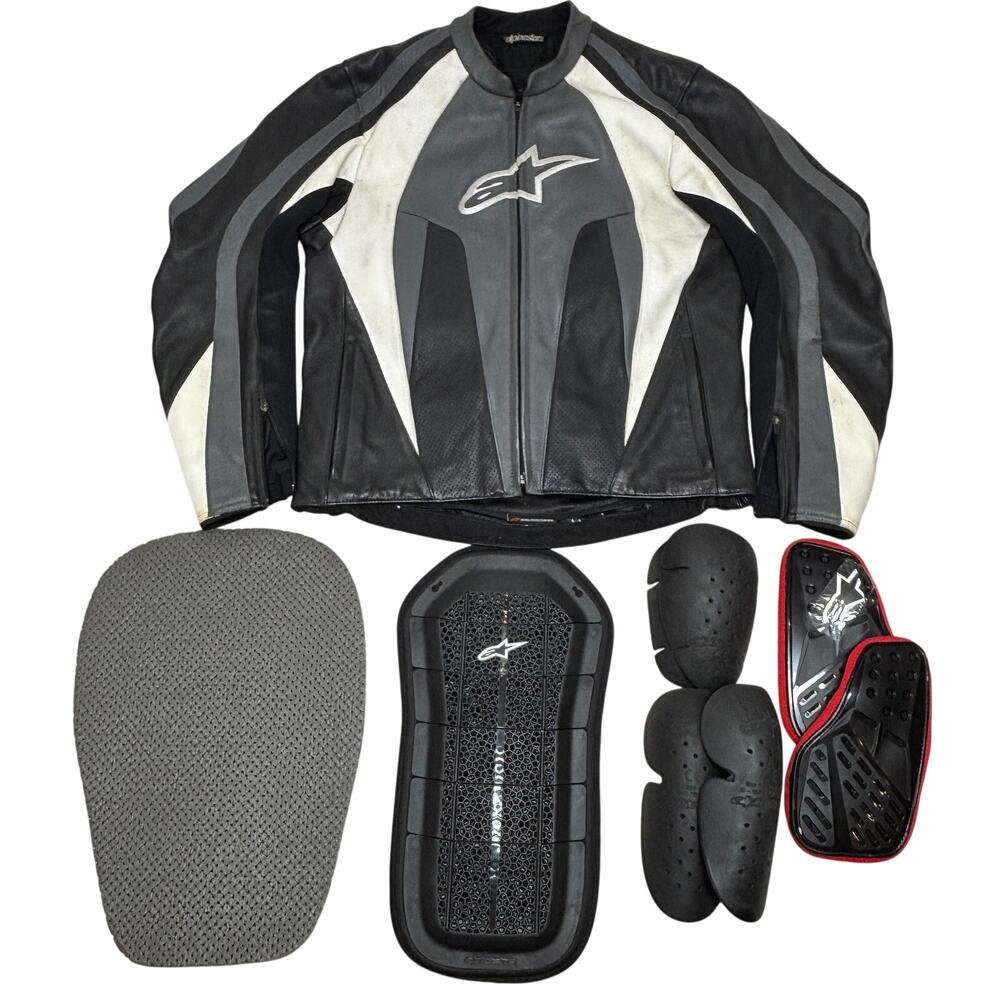 Alpinestars Stunt Leather Kevlar Jacket 44 Large Complete Armor & Pads 2000s Y2K